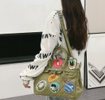 画像10: Pop emblem quilted denim Tote Shoulder 2WAY Art BK bag  ポップエンブレム付きデニムキルティングトートショルダー2WAYバッグ BKバッグ アート (10)