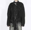 画像2: women's retro loose neutral streamer lapel denim jacket  G Jean jacket 　レトロルーズニュートラルストリーマーラペルデニムジャケットデニムGジャン (2)