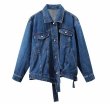 画像9: women's retro loose neutral streamer lapel denim jacket  G Jean jacket 　レトロルーズニュートラルストリーマーラペルデニムジャケットデニムGジャン (9)