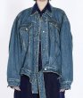 画像1: women's retro loose neutral streamer lapel denim jacket  G Jean jacket 　レトロルーズニュートラルストリーマーラペルデニムジャケットデニムGジャン (1)