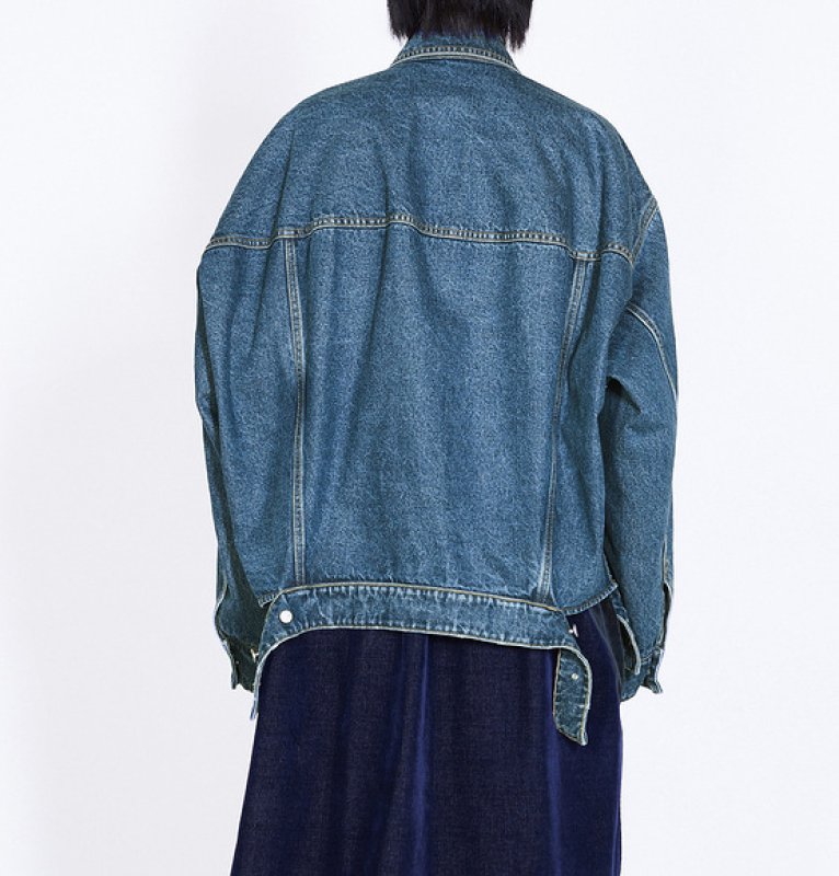 画像7: women's retro loose neutral streamer lapel denim jacket  G Jean jacket 　レトロルーズニュートラルストリーマーラペルデニムジャケットデニムGジャン (7)