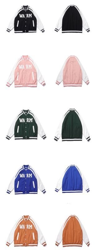 画像8: Big Logo BASEBALL JACKET baseball uniform jacket blouson  ユニセックス 男女兼用ビッグロゴ刺繍スタジアムジャンパー スタジャン MA-1 ボンバー ジャケット ブルゾン (8)