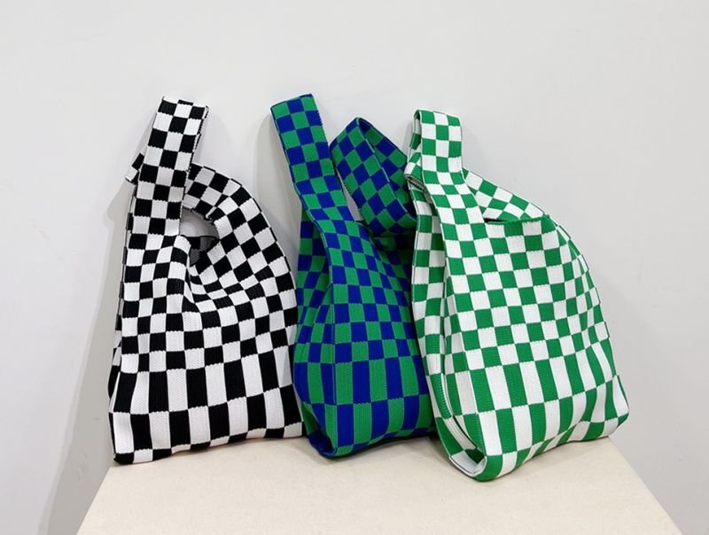 画像19: Check Damier Pattern Tote Shoulder Eco Bag チェックダミエ柄トートショルダーエコバッグ (19)