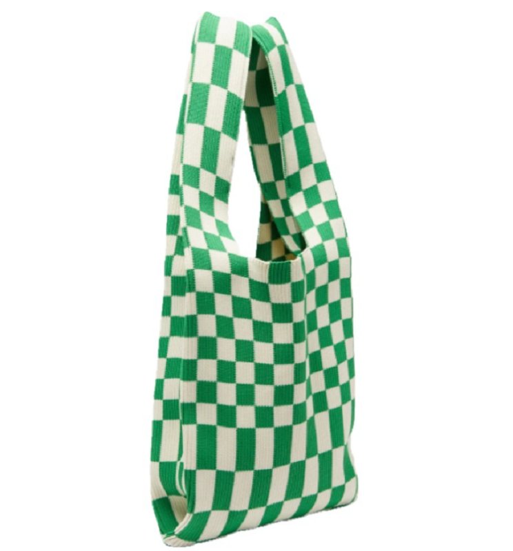 画像8: Check Damier Pattern Tote Shoulder Eco Bag チェックダミエ柄トートショルダーエコバッグ (8)