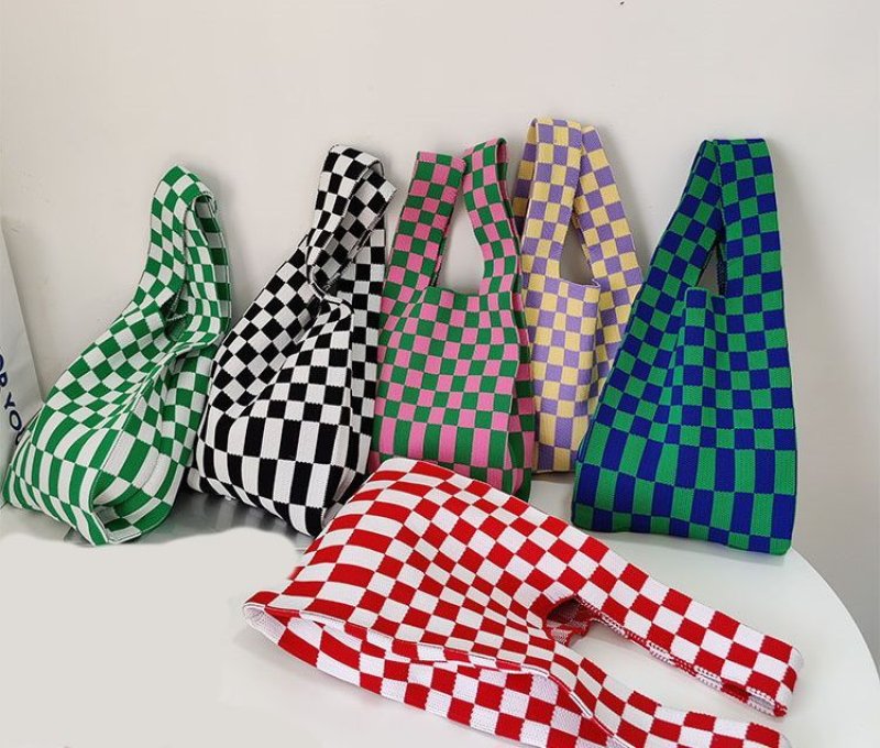 画像13: Check Damier Pattern Tote Shoulder Eco Bag チェックダミエ柄トートショルダーエコバッグ (13)