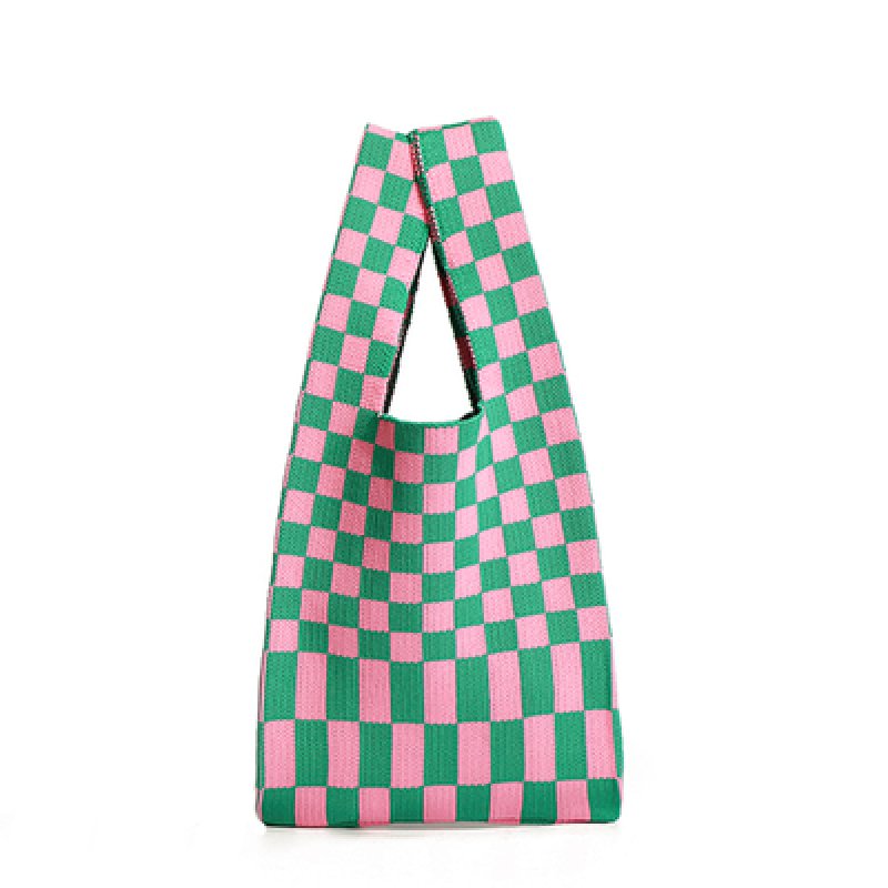 画像7: Check Damier Pattern Tote Shoulder Eco Bag チェックダミエ柄トートショルダーエコバッグ (7)