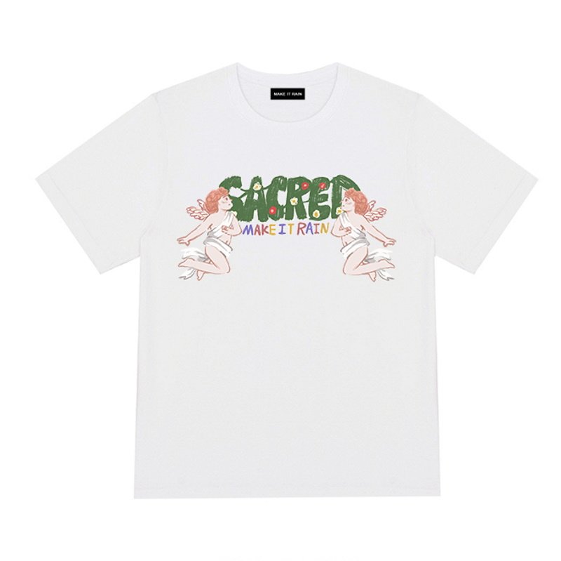 画像4: Love Angel print short-sleeved  T-shirt ユニセックス 男女兼用ラブエンジェルプリント半袖Tシャツ (4)