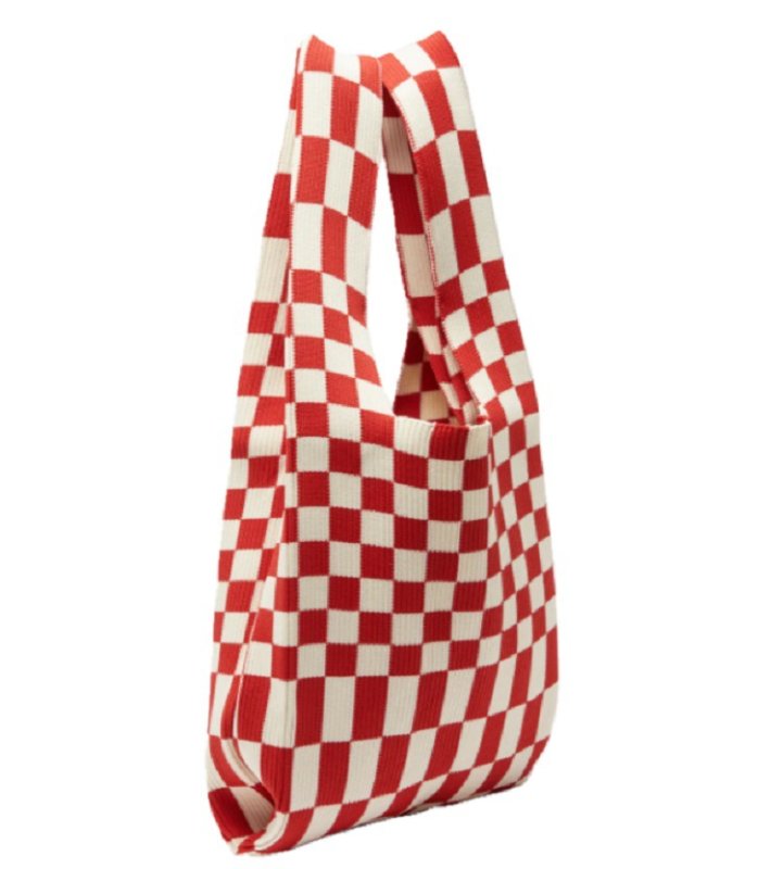 画像6: Check Damier Pattern Tote Shoulder Eco Bag チェックダミエ柄トートショルダーエコバッグ (6)