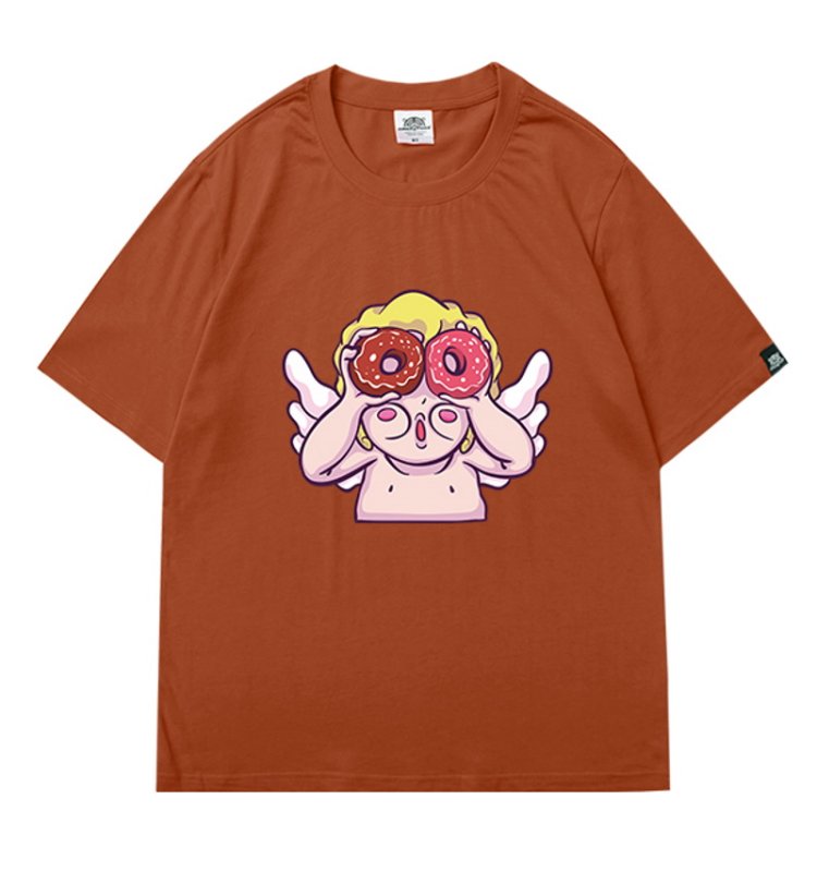 画像2: Angel donuts print short-sleeved  T-shirt ユニセックス 男女兼用エンジェルドーナツプリント半袖Tシャツ (2)