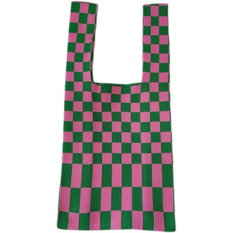 画像5: Check Damier Pattern Tote Shoulder Eco Bag チェックダミエ柄トートショルダーエコバッグ (5)