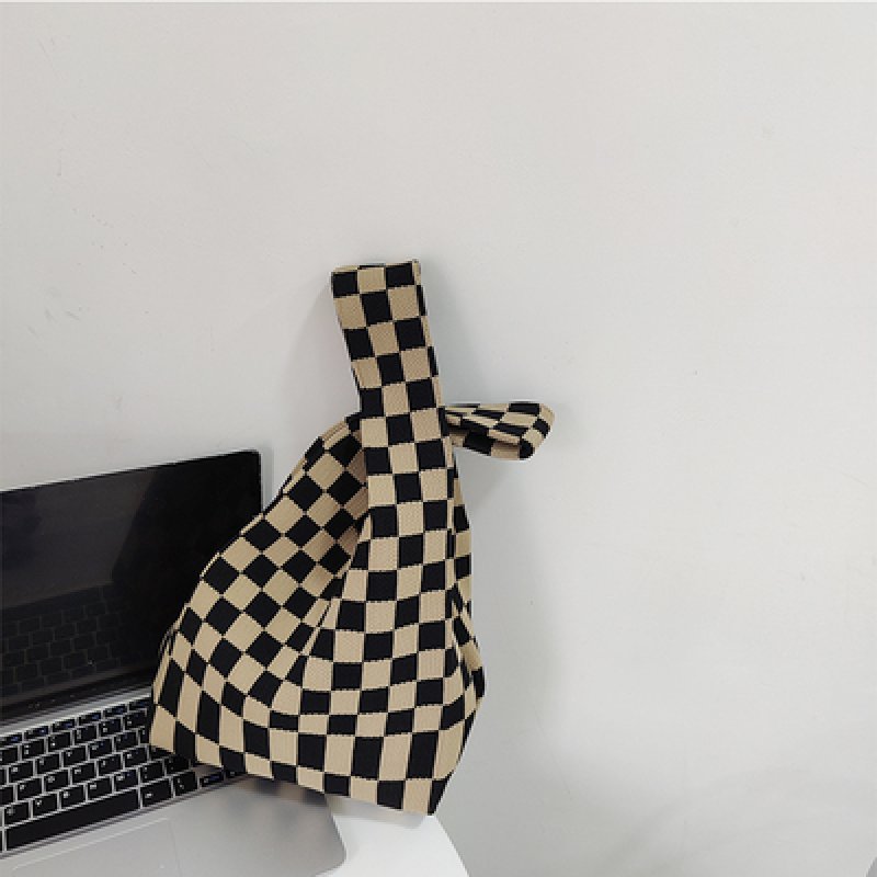 画像15: Check Damier Pattern Tote Shoulder Eco Bag チェックダミエ柄トートショルダーエコバッグ (15)