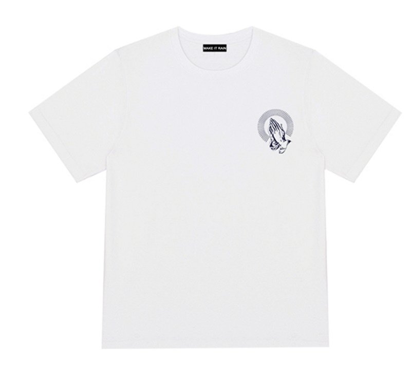 画像5: Put your prayers together print short-sleeved  T-shirt ユニセックス 男女兼用クリスチャン祈りプリント半袖Tシャツ (5)