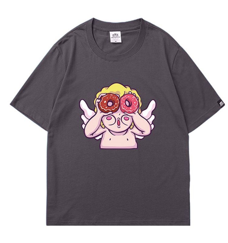 画像3: Angel donuts print short-sleeved  T-shirt ユニセックス 男女兼用エンジェルドーナツプリント半袖Tシャツ (3)