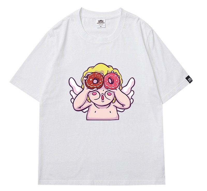 画像4: Angel donuts print short-sleeved  T-shirt ユニセックス 男女兼用エンジェルドーナツプリント半袖Tシャツ (4)