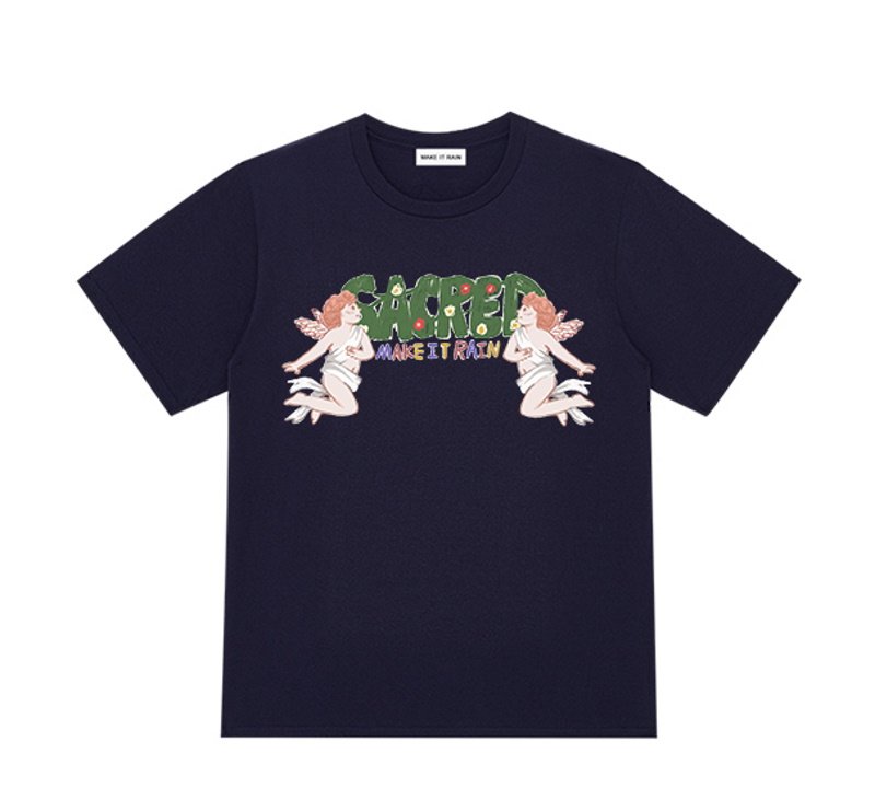 画像3: Love Angel print short-sleeved  T-shirt ユニセックス 男女兼用ラブエンジェルプリント半袖Tシャツ (3)