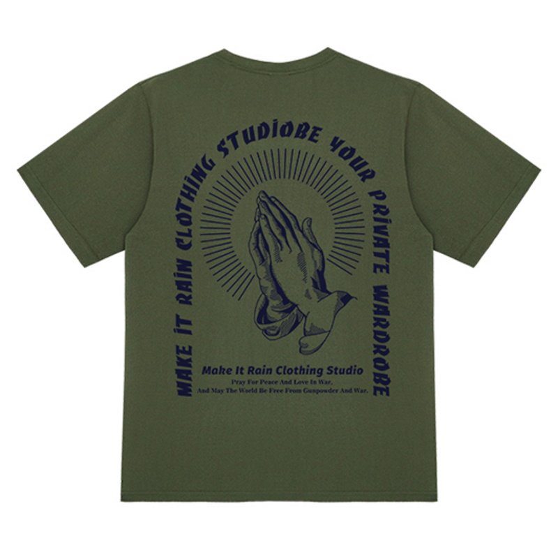 画像3: Put your prayers together print short-sleeved  T-shirt ユニセックス 男女兼用クリスチャン祈りプリント半袖Tシャツ (3)