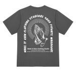 画像2: Put your prayers together print short-sleeved  T-shirt　ユニセックス 男女兼用クリスチャン祈りプリント半袖Tシャツ (2)