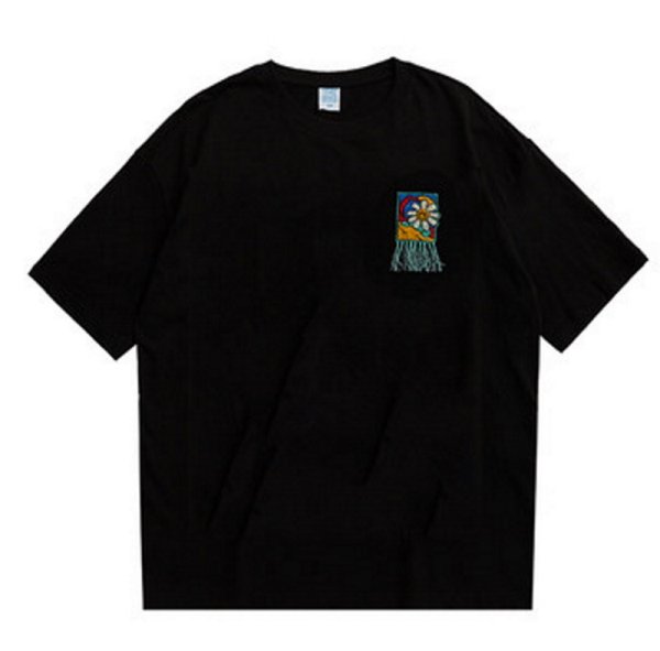 画像1: tassel daisy embroidery  short-sleeved  T-shirt　ユニセックス 男女兼用タッセルデイジー刺繡半袖Tシャツ (1)
