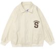 画像3: Double Circle Letter Print Lapel Jacket BASEBALL JACKET baseball uniform jacket blouson  ユニセックス 男女兼用ダブルサークルレタープリントスタジアムジャンパー スタジャン MA-1 ボンバー ジャケット ブルゾン (3)