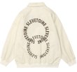 画像1: Double Circle Letter Print Lapel Jacket BASEBALL JACKET baseball uniform jacket blouson  ユニセックス 男女兼用ダブルサークルレタープリントスタジアムジャンパー スタジャン MA-1 ボンバー ジャケット ブルゾン (1)