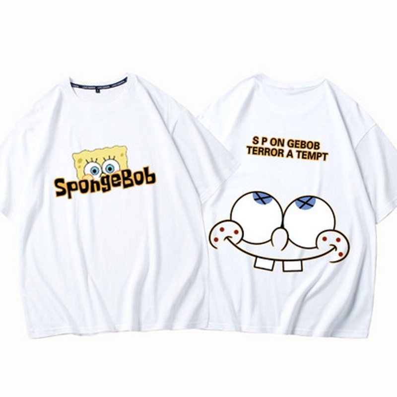 画像5:  Sponge Bob Short Paint Short Sleeve T-shirt ユニセックス 男女兼用スポンジボブ半袖Tシャツ (5)
