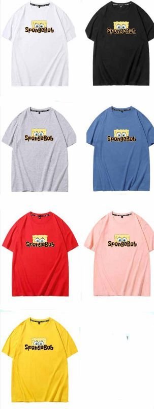 画像8:  Sponge Bob Short Paint Short Sleeve T-shirt ユニセックス 男女兼用スポンジボブ半袖Tシャツ (8)