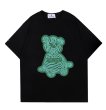 画像1: Border bear Graphic Paint Short Sleeve T-shirt　ユニセックス 男女兼用ボーダーベア熊グラフィックペイント半袖Tシャツ (1)