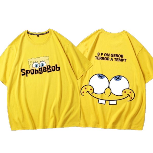画像1:  Sponge Bob Short Paint Short Sleeve T-shirt　ユニセックス 男女兼用スポンジボブ半袖Tシャツ (1)