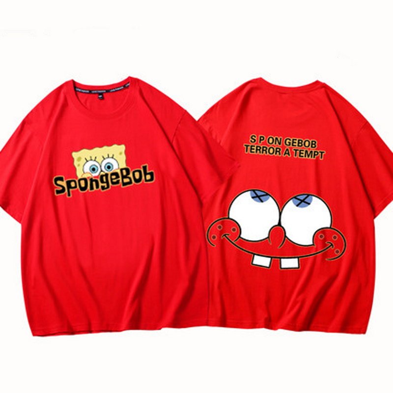 画像6:  Sponge Bob Short Paint Short Sleeve T-shirt ユニセックス 男女兼用スポンジボブ半袖Tシャツ (6)