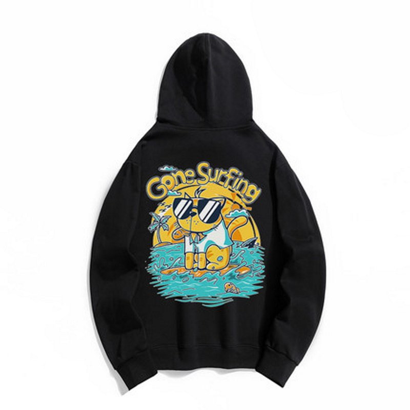 画像5: Sunglasses cat cartoon kitten print hoodie ユニセックス 男女兼用サングラスキャットフーディー パーカー (5)