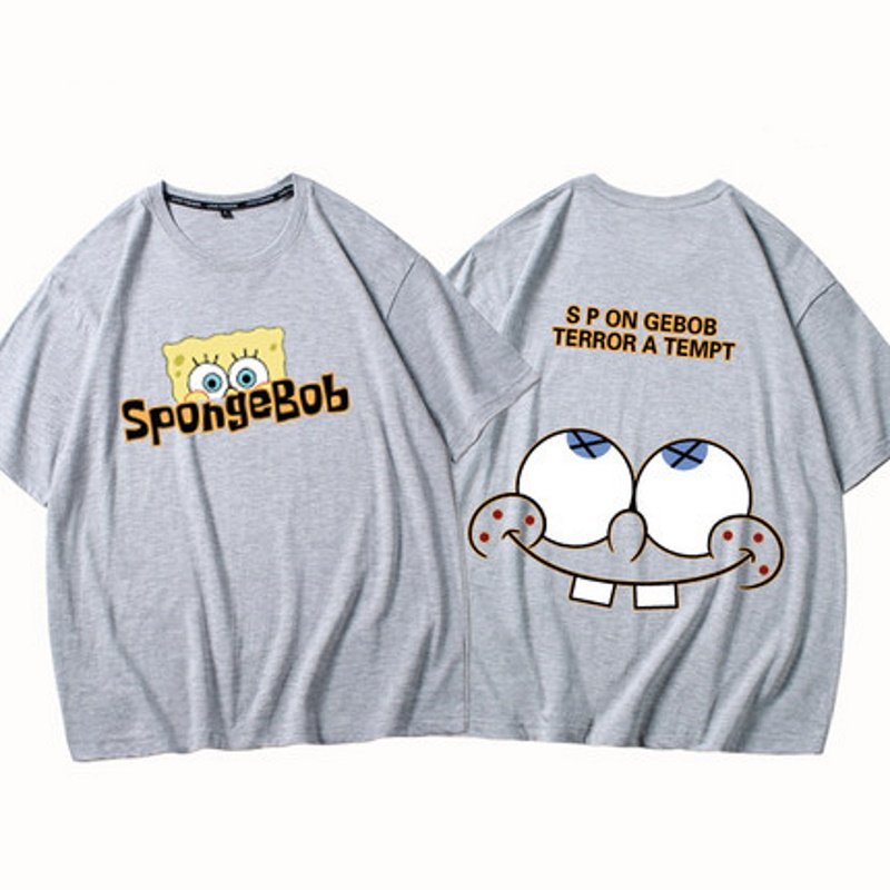 画像2:  Sponge Bob Short Paint Short Sleeve T-shirt ユニセックス 男女兼用スポンジボブ半袖Tシャツ (2)