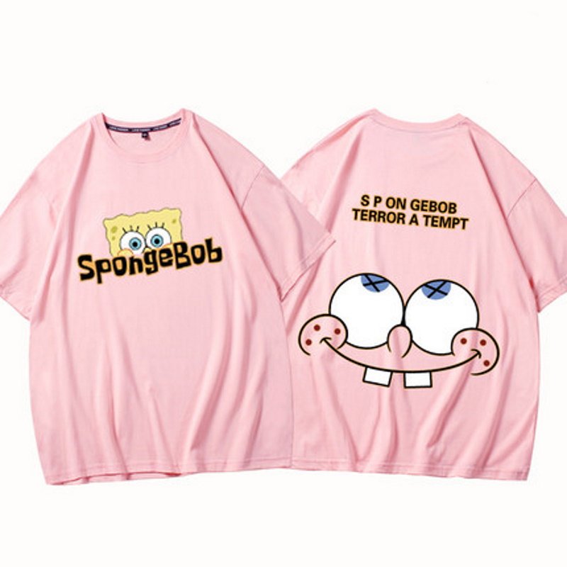 画像7:  Sponge Bob Short Paint Short Sleeve T-shirt ユニセックス 男女兼用スポンジボブ半袖Tシャツ (7)