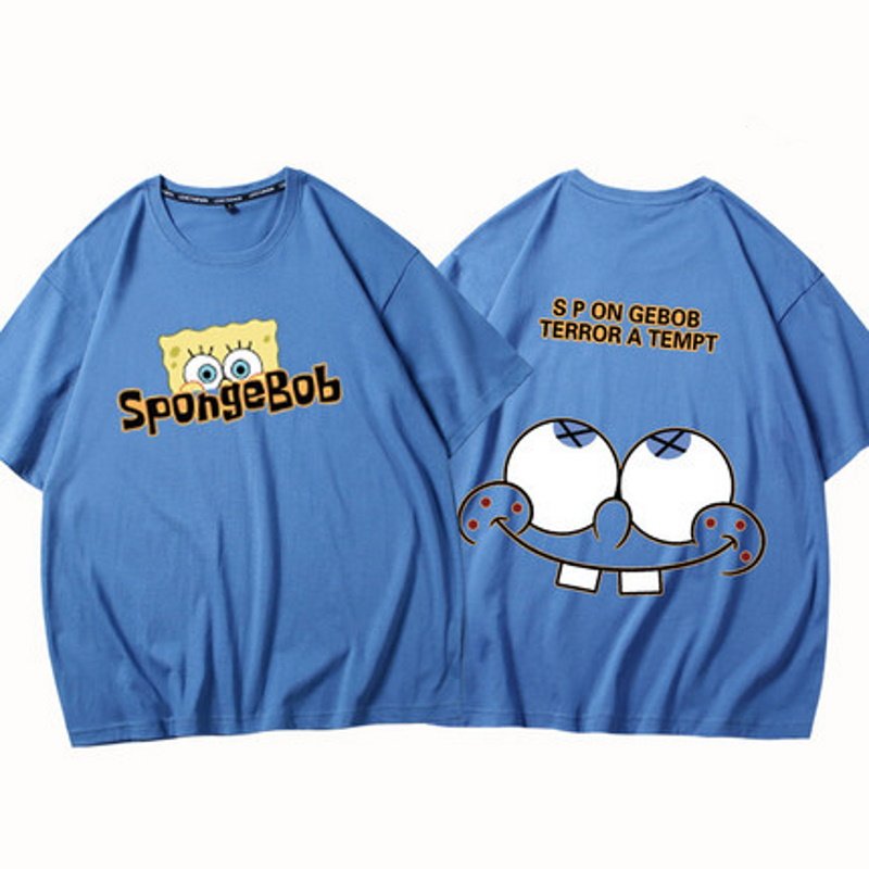 画像3:  Sponge Bob Short Paint Short Sleeve T-shirt ユニセックス 男女兼用スポンジボブ半袖Tシャツ (3)