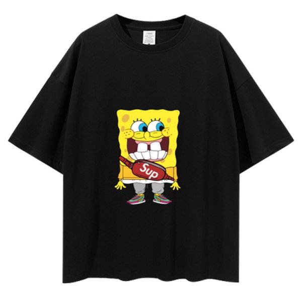 画像1: SpongeBob SquarePants short-sleeved printed T-shirt　ユニセックス 男女兼用スクエアスポンジボブ半袖Tシャツ (1)