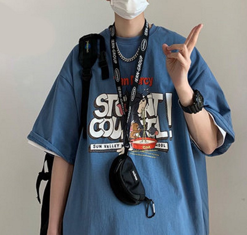 画像2: Tom and Jerry oversize short-sleeved printed T-shirt ユニセックス 男女兼用 オーバーサイズトムとジェリープリント半袖Tシャツ (2)