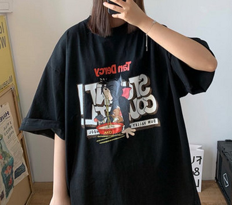 画像3: Tom and Jerry oversize short-sleeved printed T-shirt ユニセックス 男女兼用 オーバーサイズトムとジェリープリント半袖Tシャツ (3)