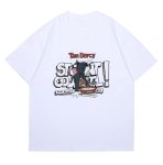 画像1: Tom and Jerry oversize short-sleeved printed T-shirt　ユニセックス 男女兼用 オーバーサイズトムとジェリープリント半袖Tシャツ (1)