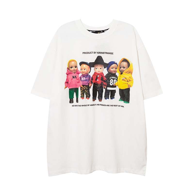 画像2: Hip hop doll printShort Sleeve T-shirt ユニセックス 男女兼用ヒップホップドールプリントオーバーサイズ半袖Tシャツ (2)