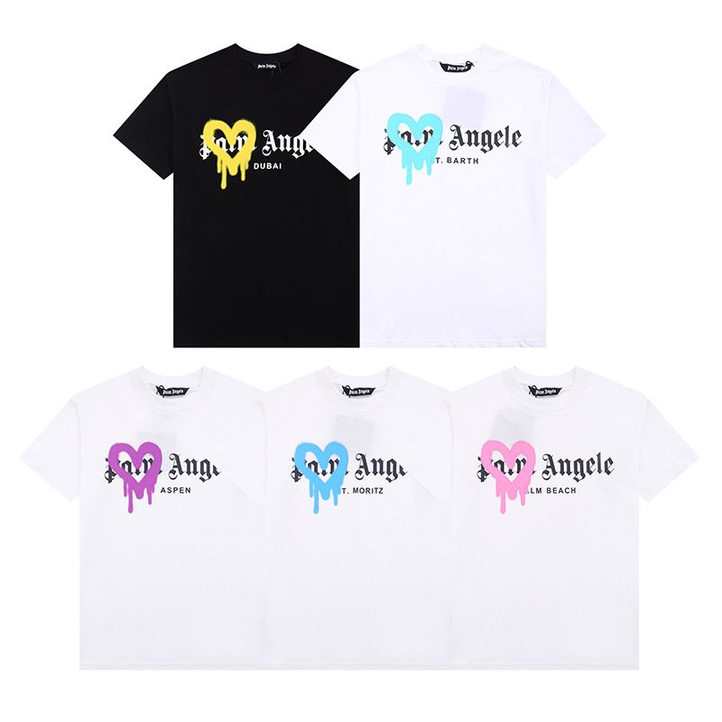 画像6: Muddy heart print Palm Angels Short Sleeve T-shirt ユニセックス 男女兼用ドロドロハートプリント半袖Tシャツ (6)