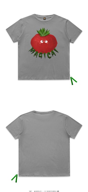 画像11:  Red turnipprint short-sleeved T-shirt  ユニセックス 男女兼用レッドターニップ赤カブプリント半袖Tシャツ (11)