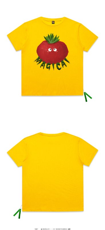 画像12:  Red turnipprint short-sleeved T-shirt  ユニセックス 男女兼用レッドターニップ赤カブプリント半袖Tシャツ (12)