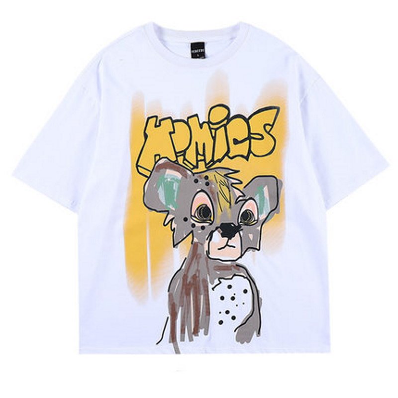 画像2: Dock graffiti print short-sleeved T-shirt 　ユニセックス 男女兼用ドッググラフィック半袖Tシャツ (2)