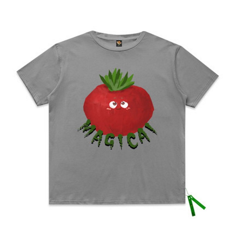 画像18:  Red turnipprint short-sleeved T-shirt  ユニセックス 男女兼用レッドターニップ赤カブプリント半袖Tシャツ (18)