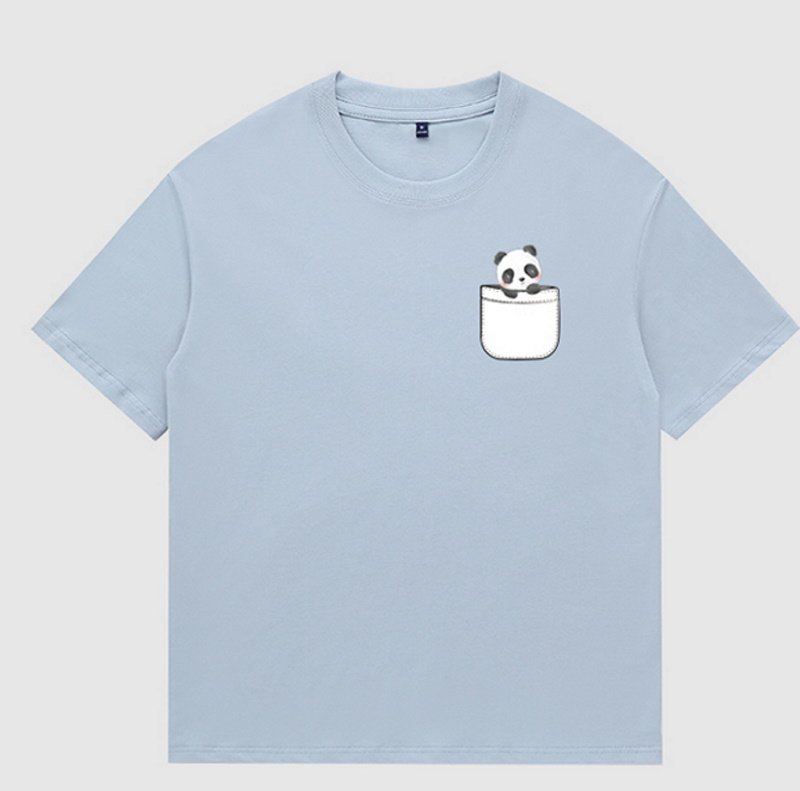 画像6: Imitation pocket  panda print short-sleeved T-shirt  ユニセックス 男女兼用ポケットパンダ半袖Tシャツ (6)