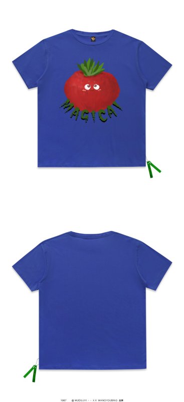 画像10:  Red turnipprint short-sleeved T-shirt  ユニセックス 男女兼用レッドターニップ赤カブプリント半袖Tシャツ (10)