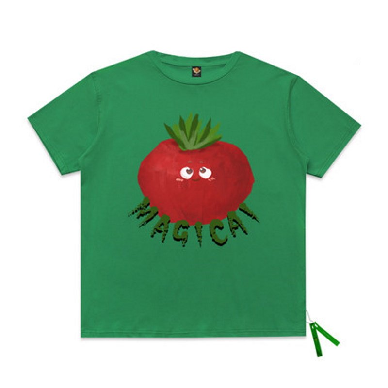 画像3:  Red turnipprint short-sleeved T-shirt  ユニセックス 男女兼用レッドターニップ赤カブプリント半袖Tシャツ (3)