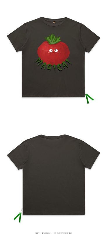 画像17:  Red turnipprint short-sleeved T-shirt  ユニセックス 男女兼用レッドターニップ赤カブプリント半袖Tシャツ (17)