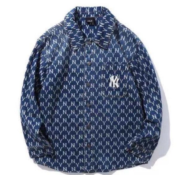 画像1: MLB Monogram Denim Jacket Shirt  G Jean 　ユニセックス 男女兼用MLBモノグラムデニムジャケットシャツ Gジャン  (1)