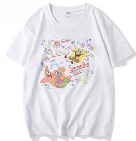 画像1: SpongeBob×nasa short-sleeved T-shirt 　ユニセックス 男女兼用スポンジボブ×ナサ プリント半袖Tシャツ (1)