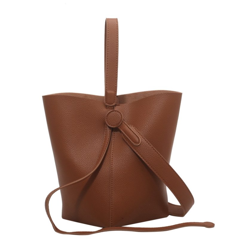 画像3:  Texture bag bucket shoulder tote bag レザーバケットテクスチャートートショルダーバッグ (3)